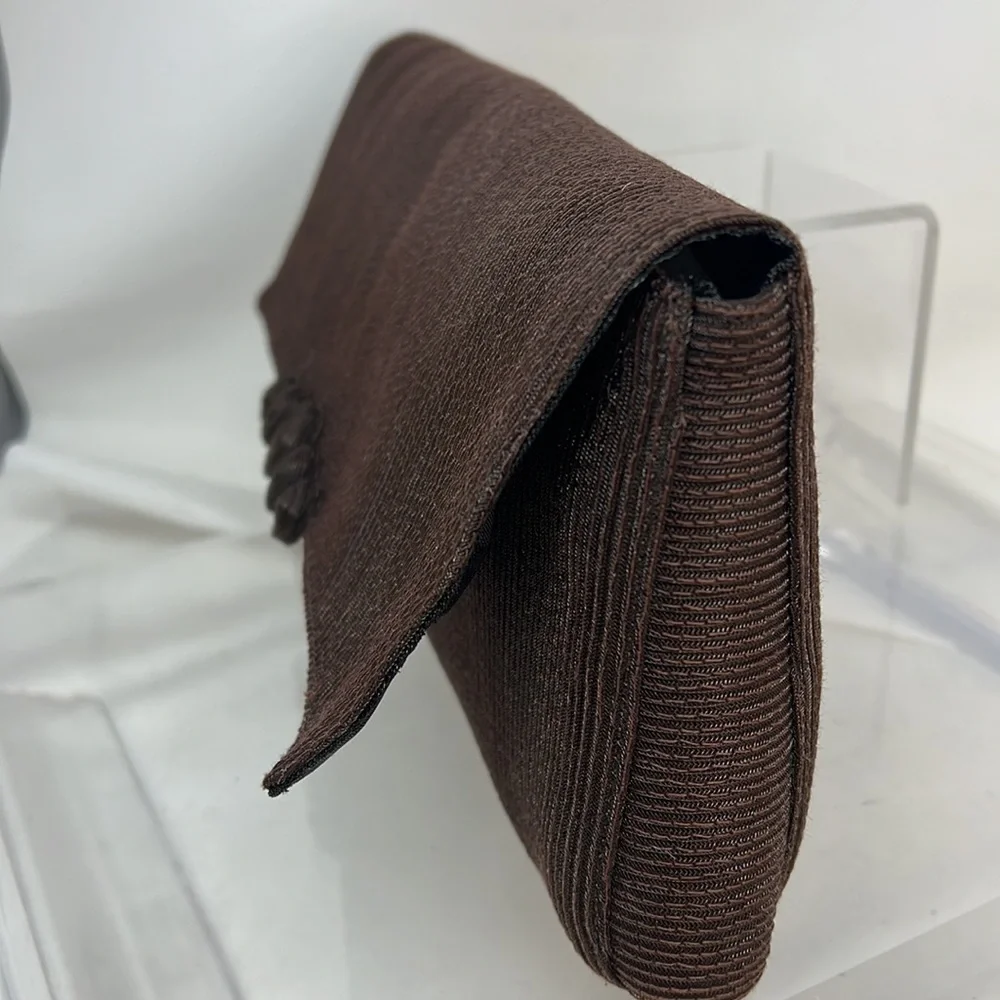 Ultimo Brown Silk Crepe Large Clutch Bag
